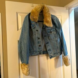 Reformation Jean and fur coat. The cutest like new wore 3 times. Size Medium.